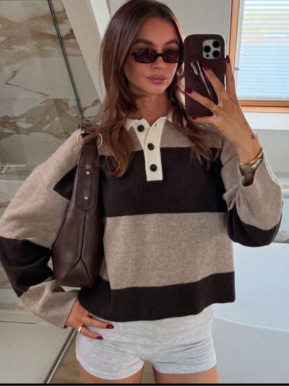 Autumn/Winter New Women's Fashion Street Minimalist Retro Colorblock Striped Top